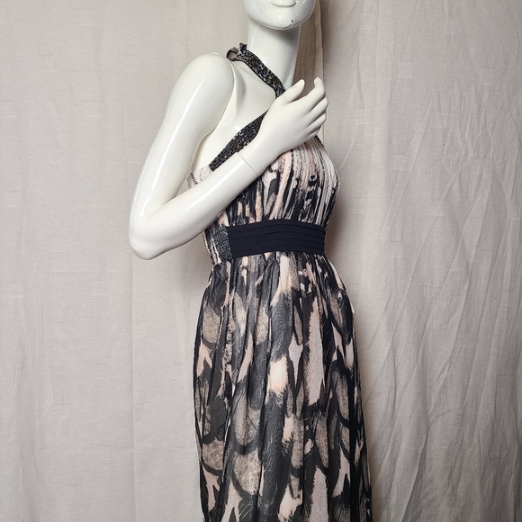 Little Mistress London Women's White & Brown Feather Halter Maxi Dress - Picture 10 of 16